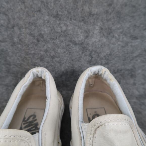 Vans Shoes Womens 6.5 Classic Slip On Sneakers Casual Skate White Canvas Trainer - Picture 3 of 12
